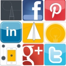 Social media icon collage 